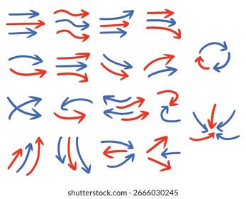 Arte vectorial de movimiento de flujo de flecha de aire caliente y frío, iconos y Vector gráfico.
