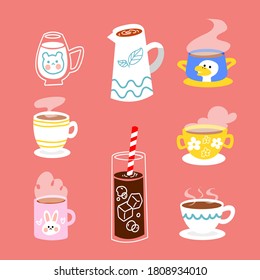 Hot And Cold Beverages Drinks Vector Illustration Asset Collection