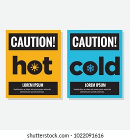 Hot and Cold Caution Sign Sticker with Text Box Template