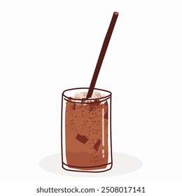 Hot or cold coffee beverage with cute doodle decoration. Espresso, americano cup, cappuccino and latte in glasses. Vector illustration hand drawn style.
