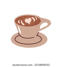 Hot or cold coffee beverage with cute doodle decoration. Espresso, americano cup, cappuccino and latte in glasses. Vector illustration hand drawn style.