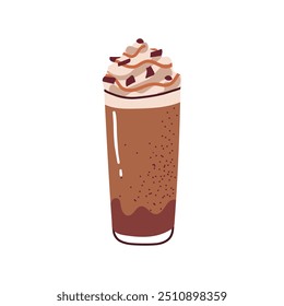 Bebida de café quente ou fria com decoração de doodle bonito. Espresso, copo americano, cappuccino e café com leite em óculos. Estilo desenhado à mão de ilustração vetorial.