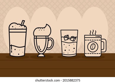 hot and cold coffee drinks illustration