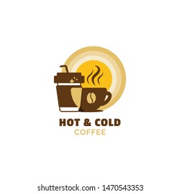Hot and cold coffee logo, icon cup for coffee shop
