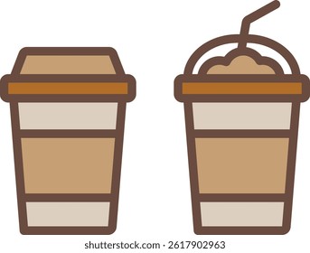 Hot And Cold Disposable Coffee Cups Icon Take away sign vector