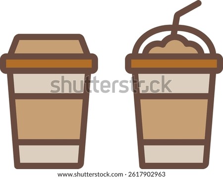 Hot And Cold Disposable Coffee Cups Icon Take away sign vector