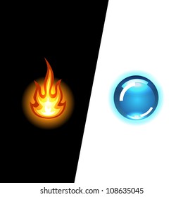 Hot and cold. Double background. Vector illustration.