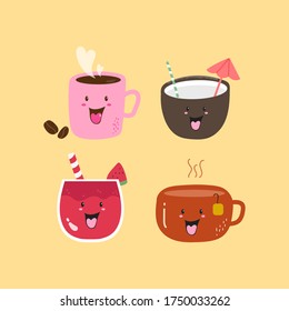 hot and cold drink set juice coffee coconut tea
