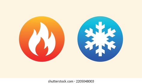 Hot and cold. Fire and snowlake. Modern vector icon design.