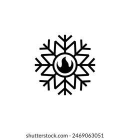 hot and cold or flame and snowflake logo design illustration 2 