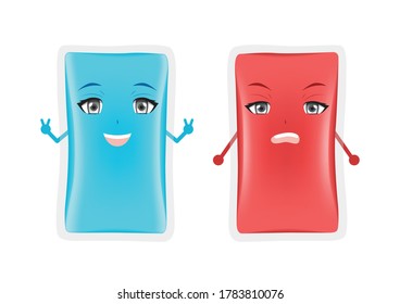 Hot And Cold Gel Pack Vector . First Aid Cartoon On White Background