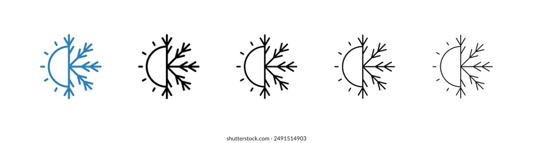 Hot and cold icon in black and blue