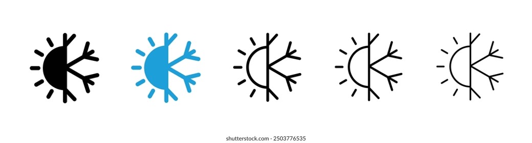 Hot and cold icon in black and blue colors