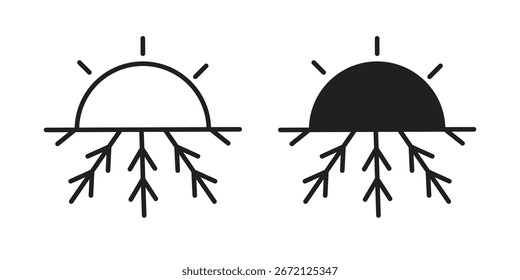 Icono caliente y frío Vector blanco y negro Gráfico