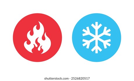 hot cold icon fire ice red blue vector design illustration isolated background