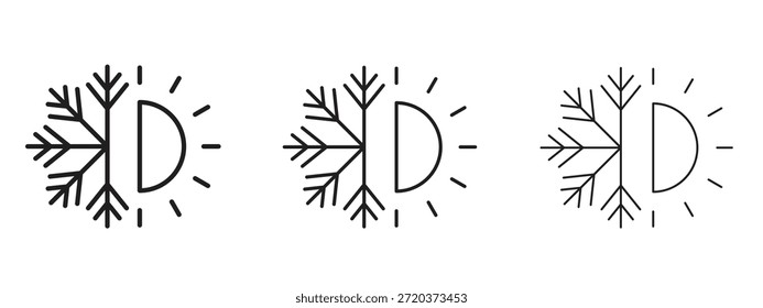 Icono caliente y frío. Ilustración vectorial de estilo minimalista dibujado a mano