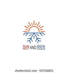 Hot and cold icon isolated on white background. Sun and snowflake symbol vector illustration