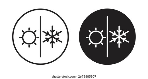 Caliente y frío icono línea estilo Diseño gráfico. Vectores editables.