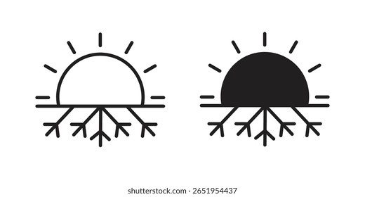 Icono caliente y frío. conjunto de símbolos de Vector moderno