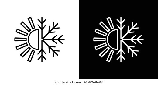Hot and cold icon outline. EPS 10 editable vector