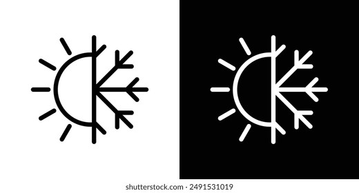 Hot and cold icon set in black and white colors