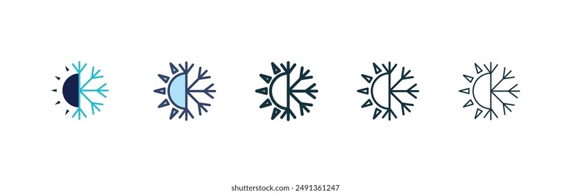 Hot and cold icon set on white background