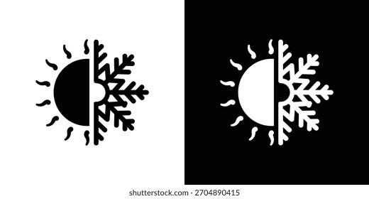 Vetor de silhueta de ícone quente e frio em cores pretas. estilo de design de logotipo de símbolo plano
