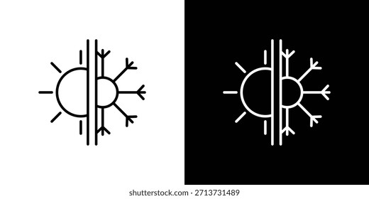 Icono caliente y frío. Símbolo plano simple. Ilustración de pictograma de contorno negro perfecto