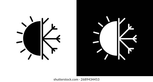 Ilustración simple del icono caliente y frío en diseño plano