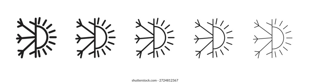 Icono caliente y frío. Estilo de contorno simple. Elementos gráficos.