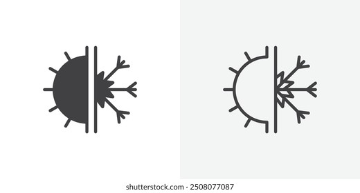 Hot and cold icon in solid and outlined style