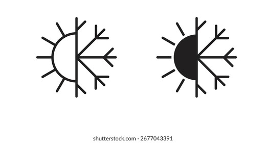 Hot and cold icon. Stroke and Glyph pictogram. Vector illustration on white background