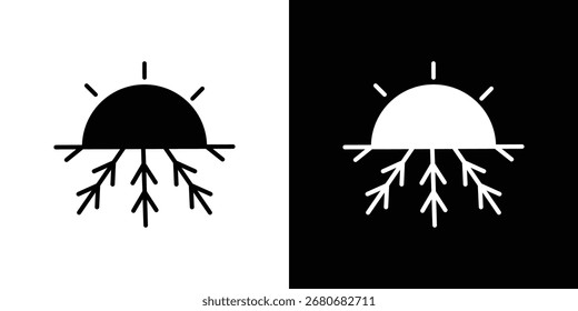 Símbolo de icono caliente y frío. diseño simple editable.