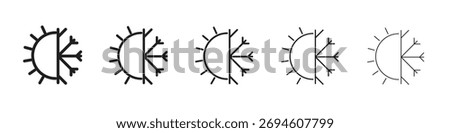 Hot and cold icon symbols set. Editable stroke collection.