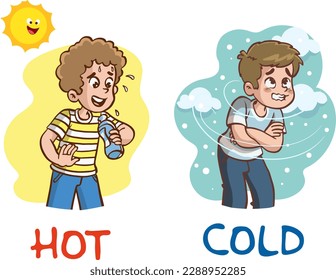 hot cold kids cartoon vector