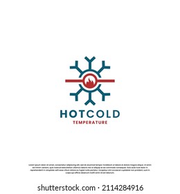 warmes und kaltes Logo für die Temperatur. Kombination von Schnee und Flamme