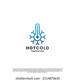 hot and cold logo design for temperature. snow and flame icon combination