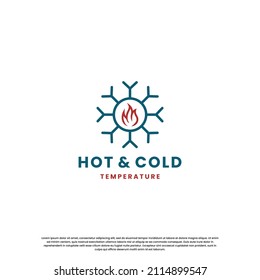 hot and cold logo design for temperature. snow and flame icon combination
