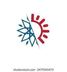 Hot and Cold Logo Design Template.sun and snow logo