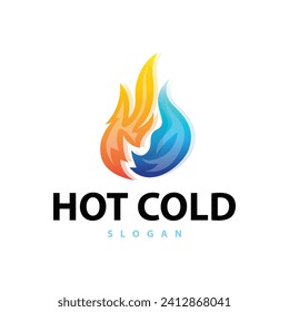 hot and cold logo, minimalist design fire, water, ice, sun temple brand simple product