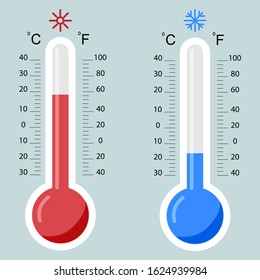 Hot Cold Mercury Thermometer Meteorology Temperature Stock Vector ...