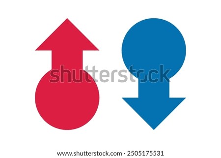 Hot, cold, red, blue circle arrows. Two-way temperature direction symbols. Isolated on a white background.