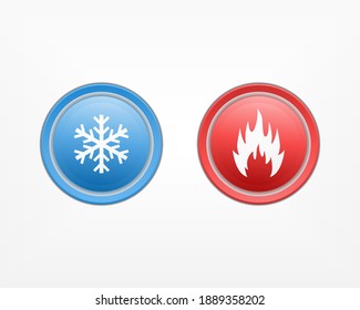 Hot and cold sign. Heating and cooling button. Illustration vector