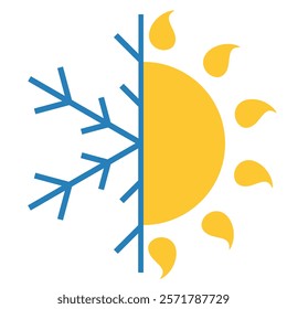 Hot and cold, summer and winter, sun and snow, a graphic representation of opposing temperatures.