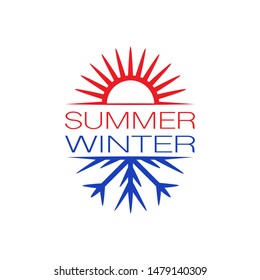 Hot and cold summer and winter symbols isolated on white background
