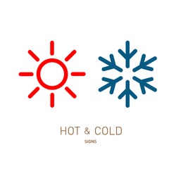 炎热和寒冷的阳光和雪花图标