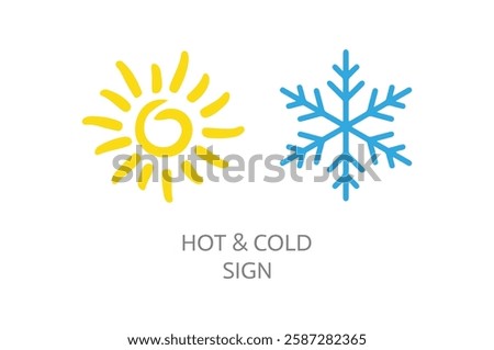 Hot and cold sun and snowflake icons