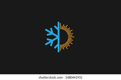Hot and cold symbol. Sun and snowflake all season concept logo