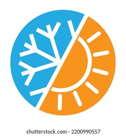 Hot and cold symbol. Sun and snowflake all season concept logo.