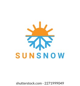 Hot and cold symbol. Sun and snowflake all season concept logo. Vector